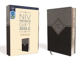 Front cover_Niv, Premium Gift Bible, Leathersoft, Black/gray, Red Letter, Comfort Print