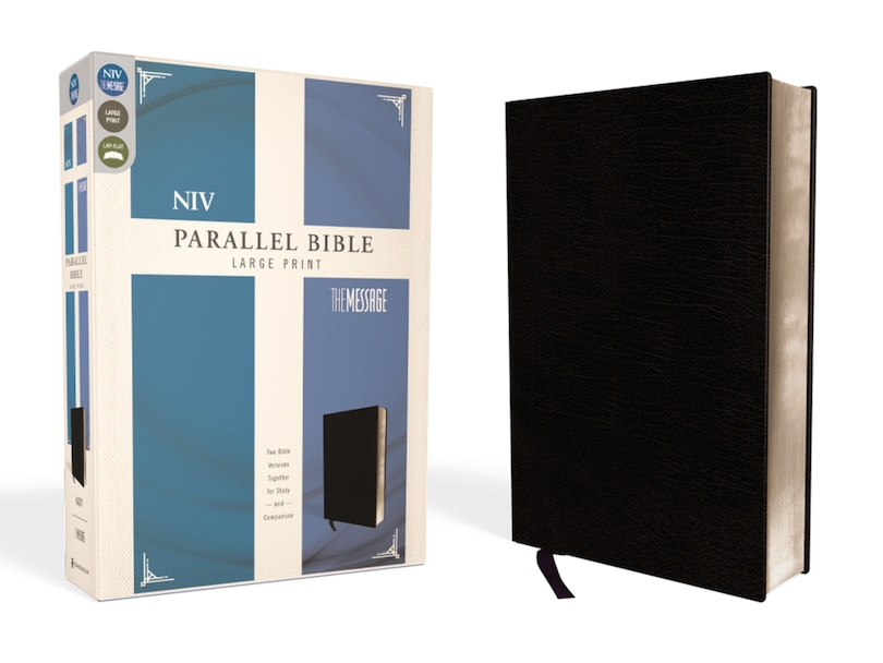 Front cover_Niv, The Message, Parallel Bible, Large Print, Bonded Leather, Black