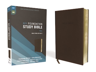 Front cover_Niv, Foundation Study Bible, Leathersoft, Brown, Red Letter