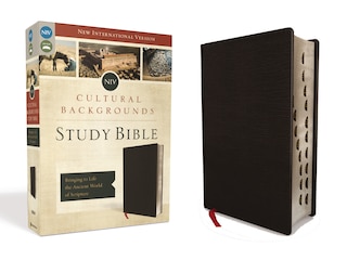 Front cover_NIV, Cultural Backgrounds Study Bible (Context Changes Everything), Bonded Leather, Black, Red Letter, Thumb Indexed