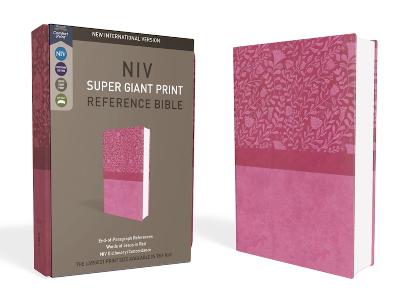 Front cover_NIV, Super Giant Print Reference Bible (Font Size: 16.5-point), Leathersoft, Pink, Red Letter, Comfort Print