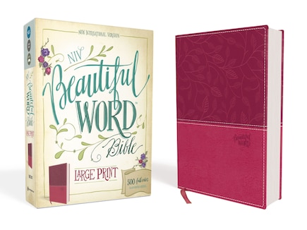 Niv, Beautiful Word Bible, Large Print, Leathersoft, Pink: 500 Full-color Illustrated Verses