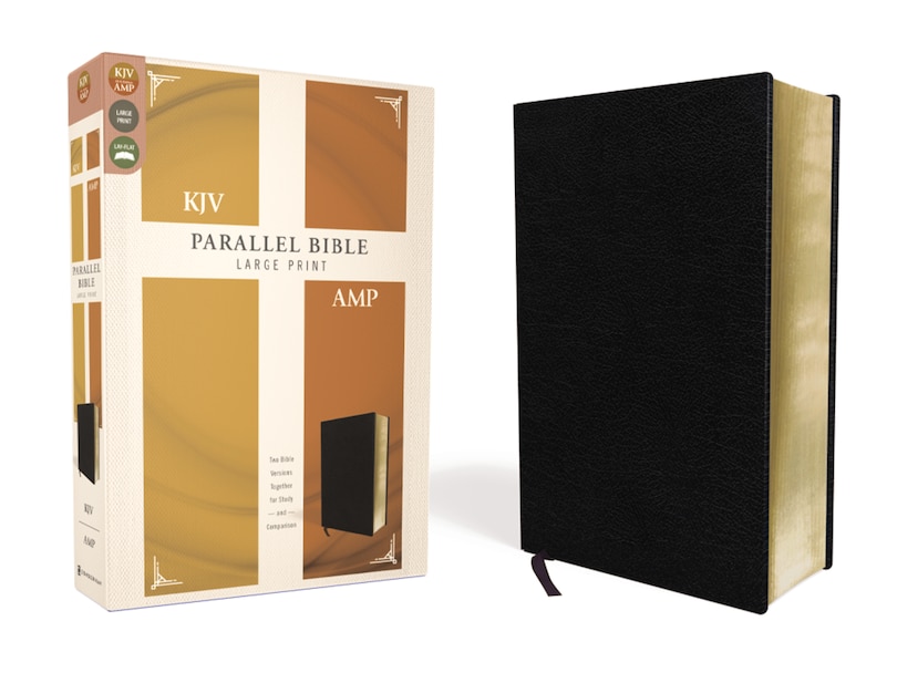 Front cover_Kjv, Amplified, Parallel Bible, Large Print, Bonded Leather, Black, Red Letter