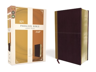 Front cover_Kjv, Amplified, Parallel Bible, Large Print, Leathersoft, Tan/burgundy, Red Letter
