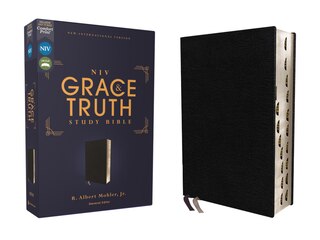 Front cover_NIV, The Grace and Truth Study Bible (Trustworthy and Practical Insights), European Bonded Leather, Black, Red Letter, Thumb Indexed, Comfort Print