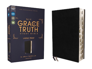 Front cover_NIV, The Grace and Truth Study Bible (Trustworthy and Practical Insights), Large Print, European Bonded Leather, Black, Red Letter, Thumb Indexed, Comfort Print