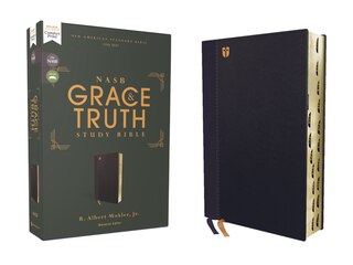 Front cover_NASB, The Grace and Truth Study Bible (Trustworthy and Practical Insights), Leathersoft, Navy, Red Letter, 1995 Text, Thumb Indexed, Comfort Print