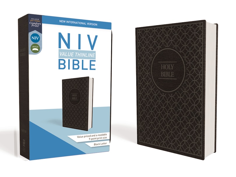 Front cover_Niv, Value Thinline Bible, Leathersoft, Gray/black, Comfort Print