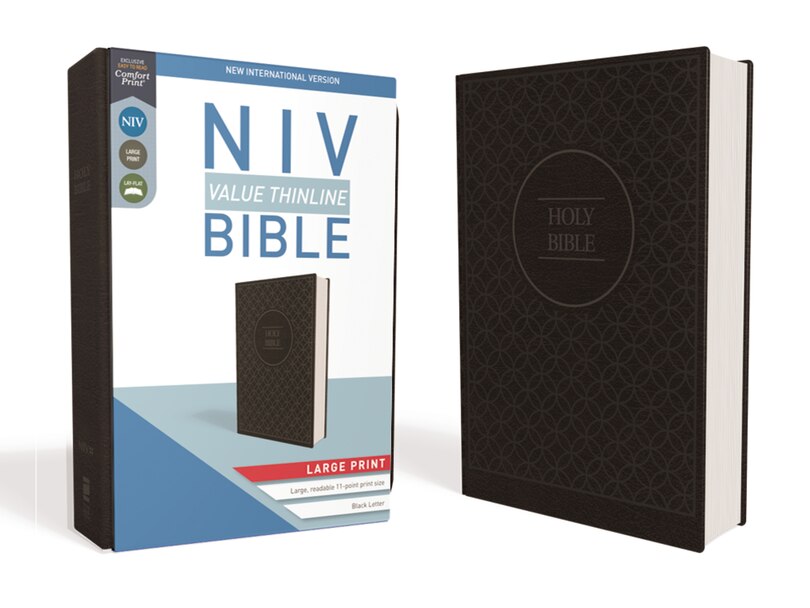 Front cover_Niv, Value Thinline Bible, Large Print, Leathersoft, Gray/black, Comfort Print