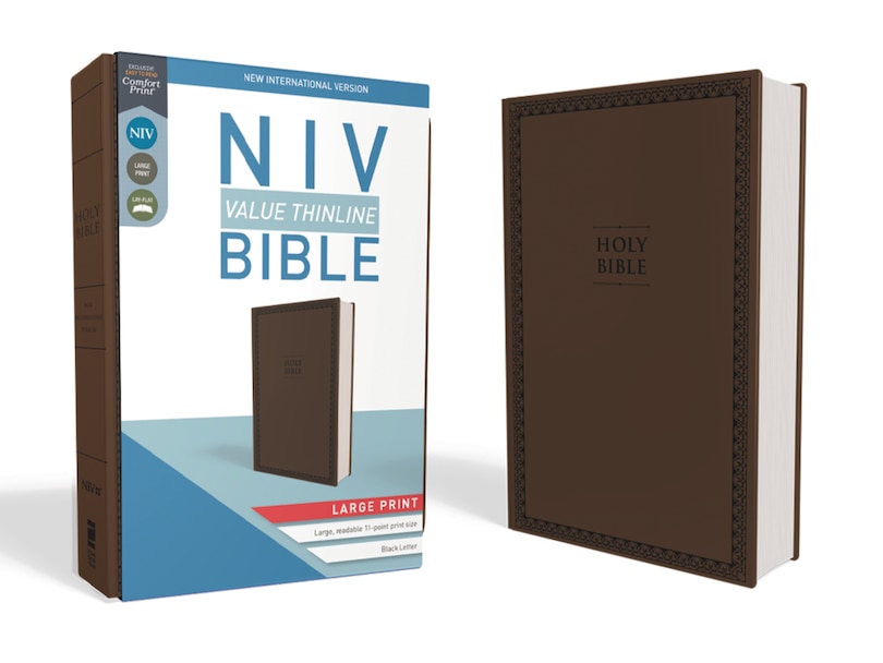Front cover_Niv, Value Thinline Bible, Large Print, Leathersoft, Brown, Comfort Print