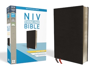 Couverture_Niv, Thinline Bible, Giant Print, Bonded Leather, Black, Red Letter, Thumb Indexed, Comfort Print