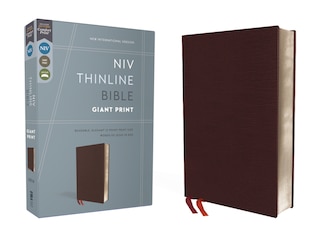 Front cover_Niv, Thinline Bible, Giant Print, Bonded Leather, Burgundy, Red Letter, Comfort Print