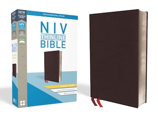Front cover_Niv, Thinline Bible, Giant Print, Bonded Leather, Burgundy, Red Letter, Thumb Indexed, Comfort Print