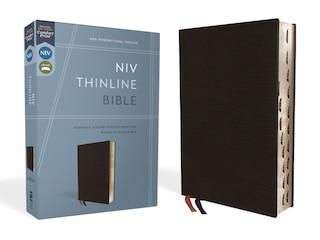Front cover_Niv, Thinline Bible, Bonded Leather, Black, Red Letter, Thumb Indexed, Comfort Print