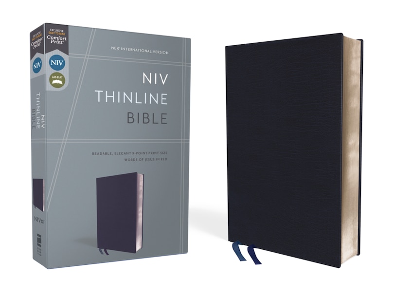Front cover_Niv, Thinline Bible, Bonded Leather, Navy, Red Letter, Comfort Print