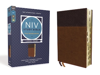 Couverture_NIV Study Bible, Fully Revised Edition (Study Deeply. Believe Wholeheartedly.), Large Print, Leathersoft, Brown, Red Letter, Thumb Indexed, Comfort Print