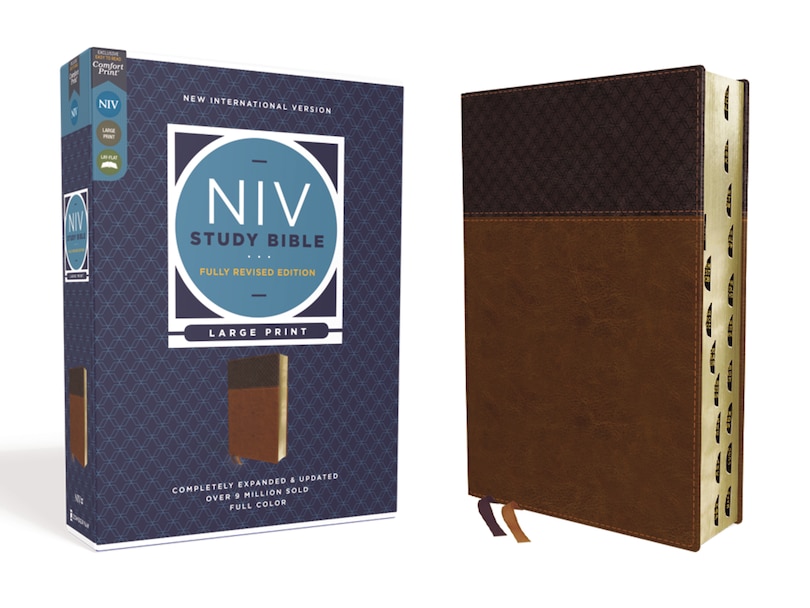 Couverture_NIV Study Bible, Fully Revised Edition (Study Deeply. Believe Wholeheartedly.), Large Print, Leathersoft, Brown, Red Letter, Thumb Indexed, Comfort Print
