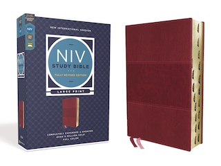 Front cover_NIV Study Bible, Fully Revised Edition (Study Deeply. Believe Wholeheartedly.), Large Print, Leathersoft, Burgundy, Red Letter, Thumb Indexed, Comfort Print