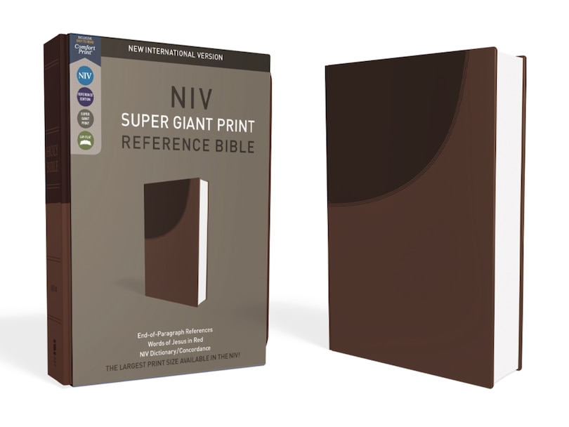 Couverture_Niv, Super Giant Print Reference Bible, Leathersoft, Brown, Red Letter, Comfort Print