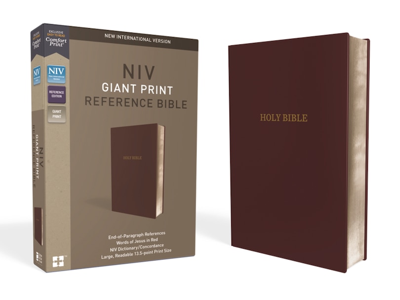 Couverture_Niv, Reference Bible, Giant Print, Leather-look, Burgundy, Red Letter, Comfort Print
