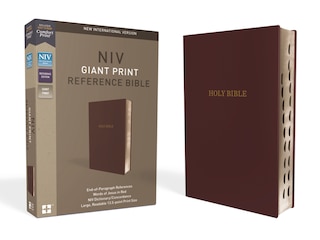 Couverture_Niv, Reference Bible, Giant Print, Leather-look, Burgundy, Red Letter, Thumb Indexed, Comfort Print
