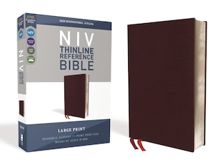 Couverture_NIV, Thinline Reference Bible (Deep Study at a Portable Size), Large Print, Bonded Leather, Burgundy, Red Letter, Comfort Print