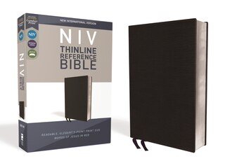 Front cover_NIV, Thinline Reference Bible (Deep Study at a Portable Size), Bonded Leather, Black, Red Letter, Comfort Print