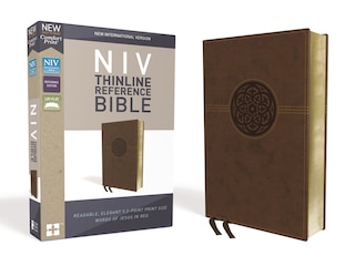 Couverture_NIV, Thinline Reference Bible (Deep Study at a Portable Size), Leathersoft, Brown, Red Letter, Comfort Print