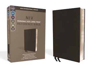 Couverture_Niv, Personal Size Reference Bible, Large Print, Premium Leather, Calfskin, Black, Red Letter, Comfort Print