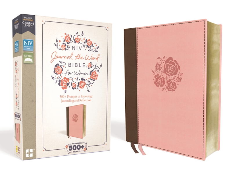 Couverture_NIV, Journal the Word Bible for Women (With Space for Your Own Artwork), Leathersoft, Brown/Pink, Red Letter, Comfort Print