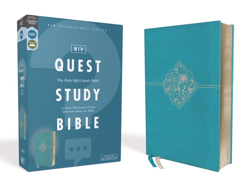Front cover_NIV, Quest Study Bible, Leathersoft, Teal, Comfort Print