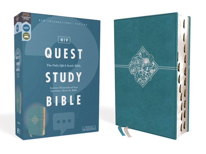 Front cover_NIV, Quest Study Bible, Leathersoft, Teal, Thumb Indexed, Comfort Print