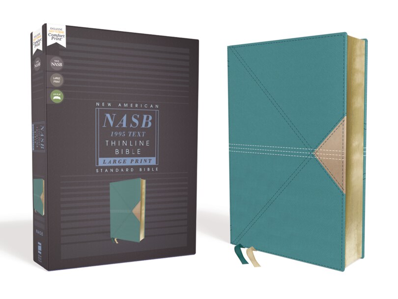 Couverture_Nasb, Thinline Bible, Large Print, Leathersoft, Teal, Red Letter, 1995 Text, Comfort Print