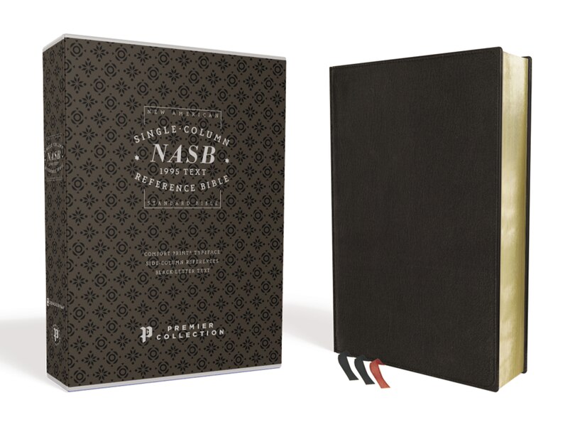 Front cover_Nasb, Single-column Reference Bible, Wide Margin, Premium Goatskin Leather, Black, Premier Collection, Black Letter, 1995 Text, Art Gilded Edges, Comfort Print