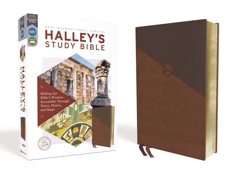 Couverture_NIV, Halley's Study Bible (A Trusted Guide Through Scripture), Leathersoft, Brown, Red Letter, Comfort Print
