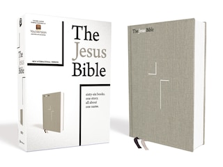 Front cover_The Jesus Bible, Niv Edition, Cloth Over Board, Gray Linen, Comfort Print