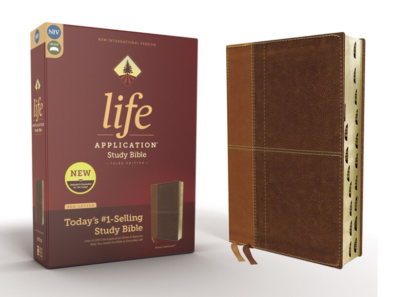 Couverture_Niv, Life Application Study Bible, Third Edition, Leathersoft, Brown, Red Letter, Thumb Indexed