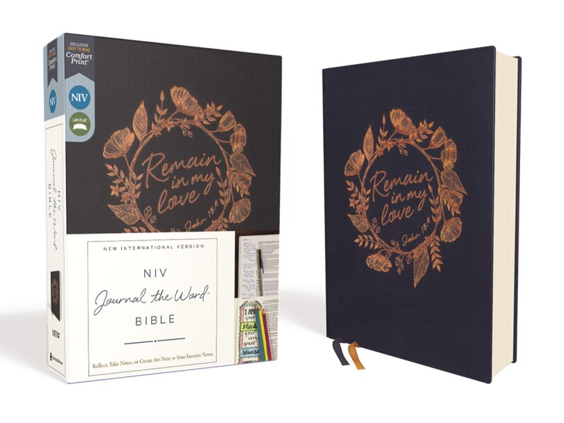 Front cover_NIV, Journal the Word Bible (With Space for Your Own Artwork), Cloth over Board, Navy, Red Letter, Comfort Print
