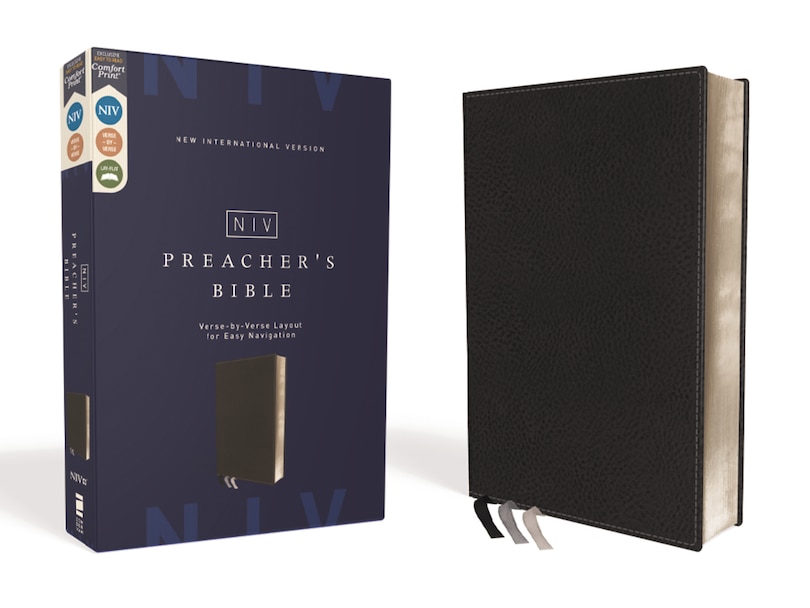 Couverture_Niv, Preacher's Bible, Verse-by-verse Format, Leathersoft, Black, Line Matched, Comfort Print