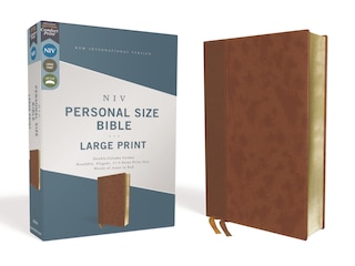 Front cover_Niv, Personal Size Bible, Large Print, Leathersoft, Brown, Red Letter, Comfort Print