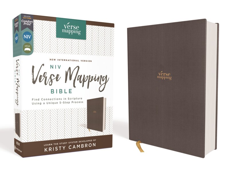 Front cover_Niv, Verse Mapping Bible, Cloth Over Board, Gray, Comfort Print