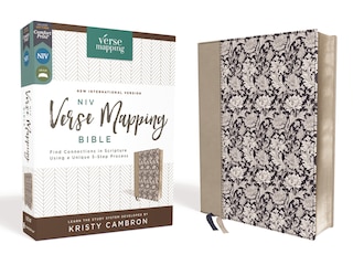 Front cover_Niv, Verse Mapping Bible, Leathersoft, Navy Floral, Comfort Print