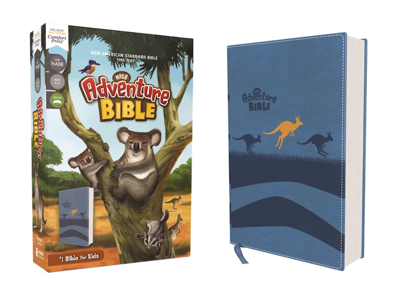 Front cover_Nasb, Adventure Bible, Leathersoft, Blue, Full Color Interior, Red Letter, 1995 Text, Comfort Print