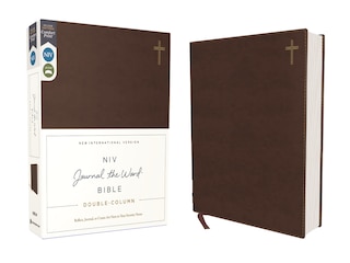 Front cover_NIV, Journal the Word Bible (Perfect for Note-Taking), Double-Column, Leathersoft, Brown, Red Letter, Comfort Print