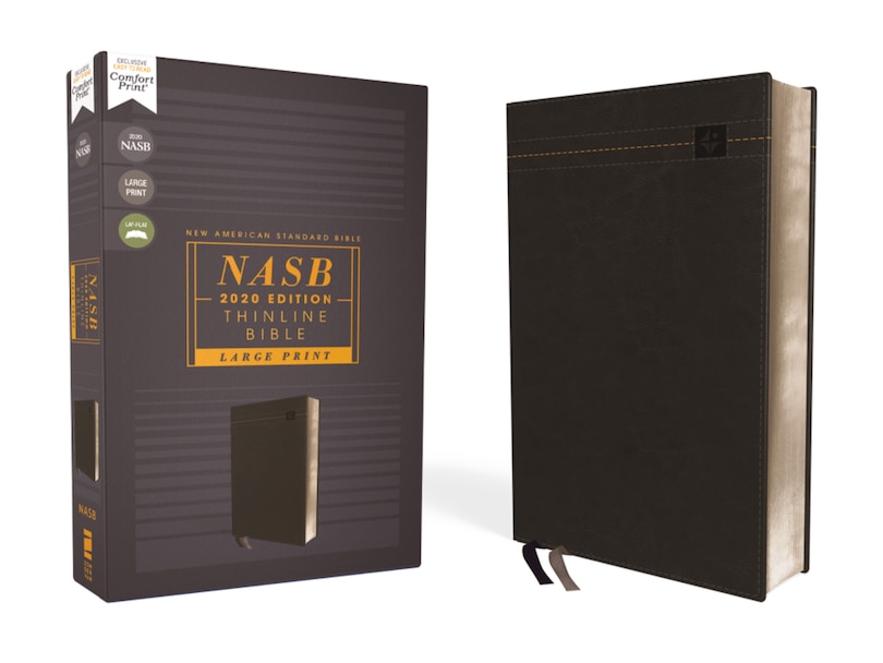 Front cover_Nasb, Thinline Bible, Large Print, Leathersoft, Black, Red Letter, 2020 Text, Comfort Print