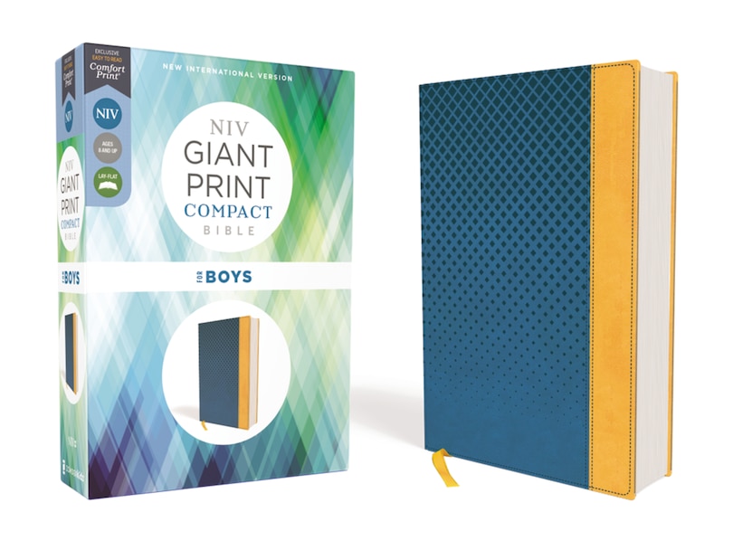 Front cover_Niv, Giant Print Compact Bible For Boys, Leathersoft, Blue, Red Letter, Comfort Print