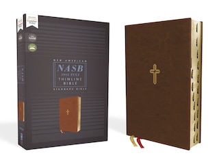 Front cover_Nasb, Thinline Bible, Leathersoft, Brown, Red Letter, 1995 Text, Thumb Indexed, Comfort Print