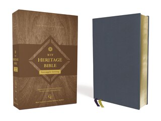 Couverture_NIV, Heritage Bible, Passaggio Setting, Genuine Leather, Buffalo, Blue, Line Matched, Art Gilded Edges, Comfort Print