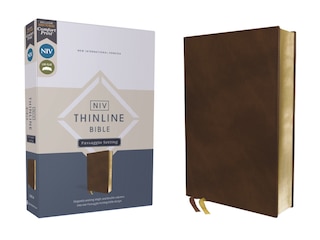 Front cover_Niv, Thinline Bible, Passaggio Setting, Leathersoft, Brown, Red Letter, Comfort Print
