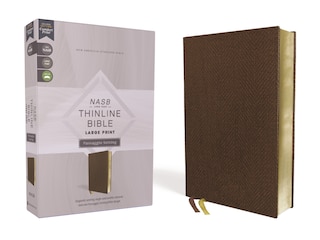 Couverture_Nasb, Thinline Bible, Large Print, Passaggio Setting, Leathersoft, Brown, Red Letter, 1995 Text, Comfort Print